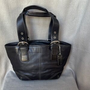 Coach 9544 Vintage Soho Bleeker Black Leather Tote Handbag